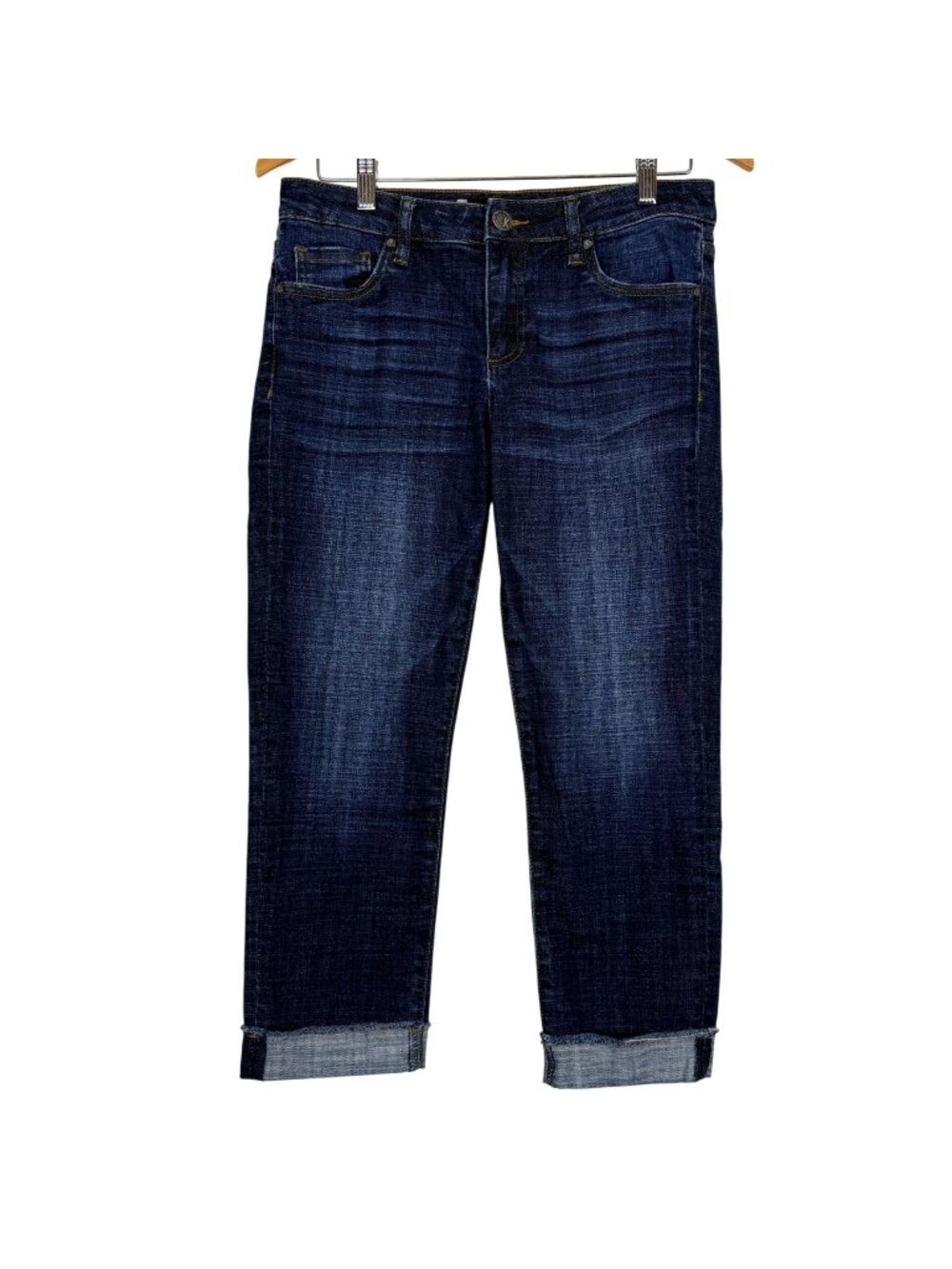 Kut From The Kloth Amy Crop Straight Leg Sz 6 Dark Wash Cuffed (Actual 31x24)